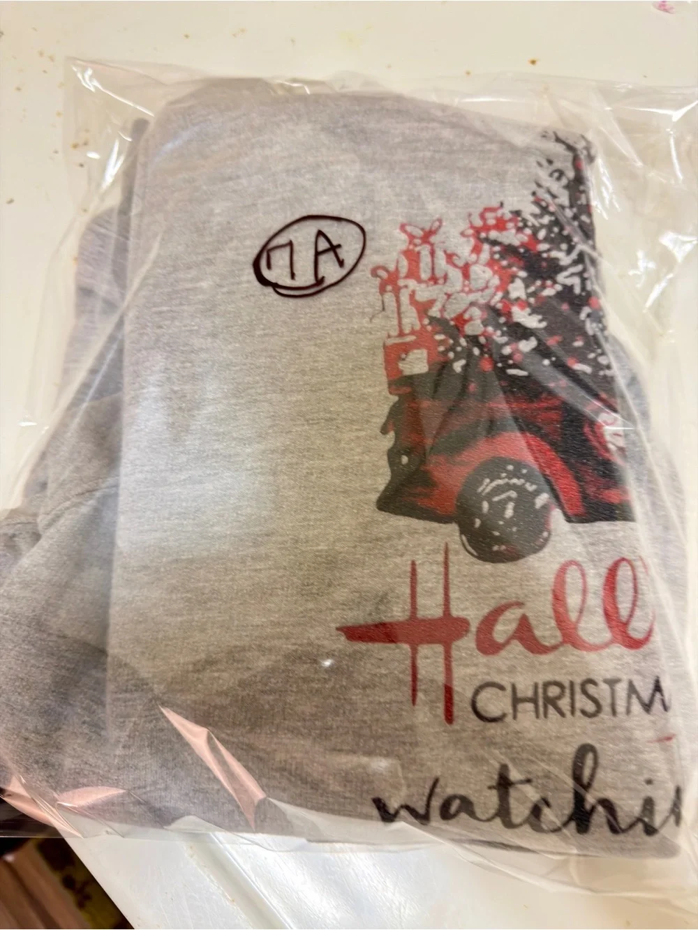 Hallmark Gray Hoodie with Red Vintage Truck Holiday Graphic